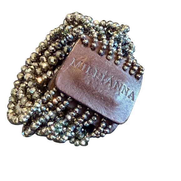 Millianna Leather Magnetic Closure Glamour Beaded Bracelet - Picture 4 of 10